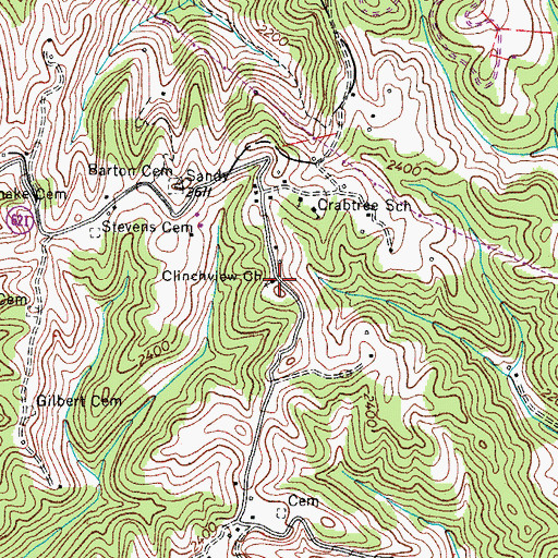 Topographic Map of Clinchview Church, VA