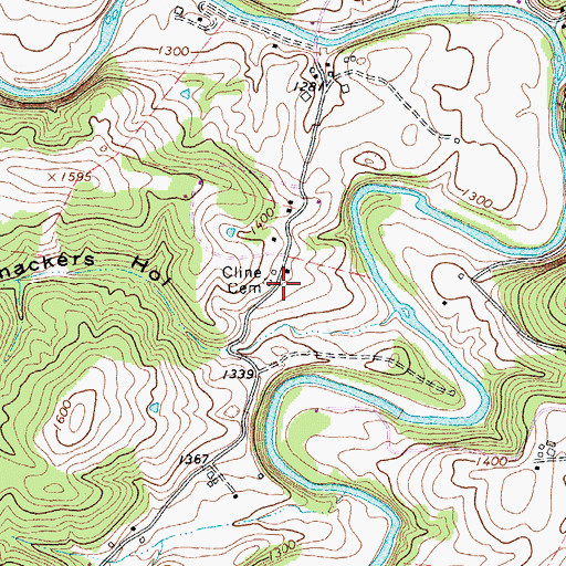 Topographic Map of Cline Cemetery, VA