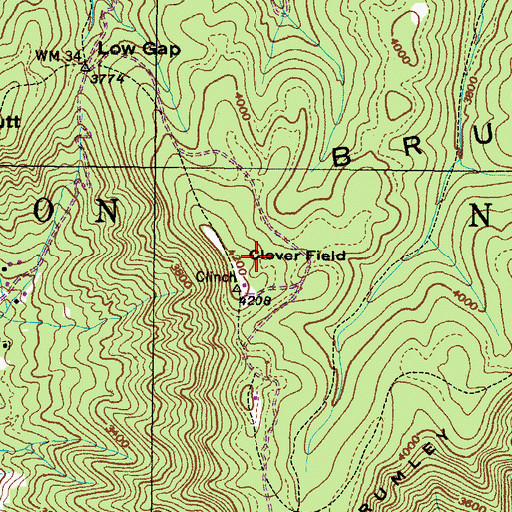 Topographic Map of Clover Field, VA