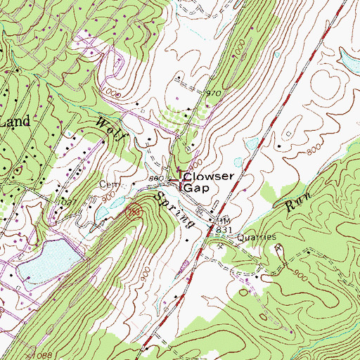 Topographic Map of Clowser Gap, VA