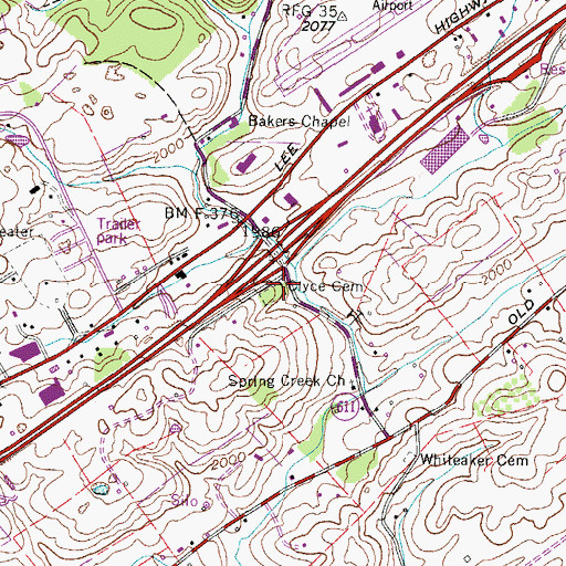 Topographic Map of Clyce Cemetery, VA