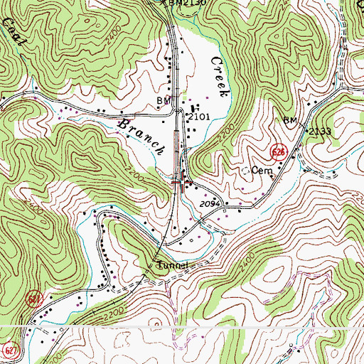 Topographic Map of Coal Branch, VA