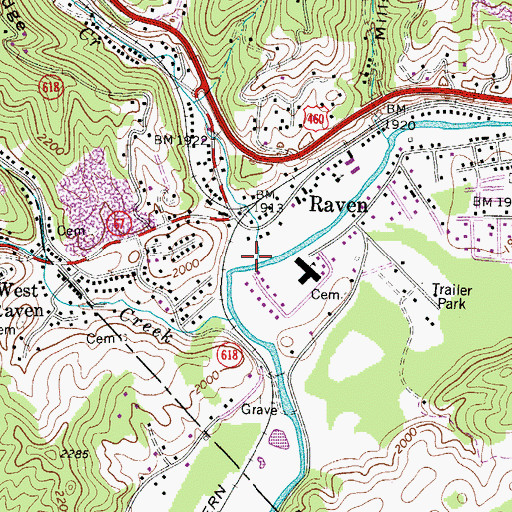 Topographic Map of Coal Creek, VA