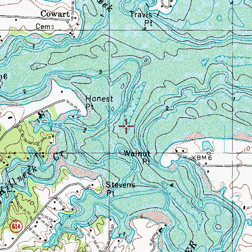 Topographic Map of Coan River, VA