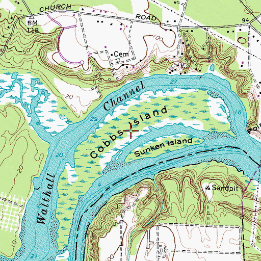 Topographic Map of Cobbs Island, VA