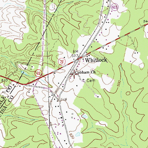 Topographic Map of Cobham Church, VA