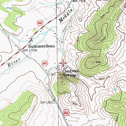 Topographic Map of Cockran Spring, VA