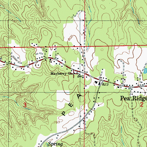 Topographic Map of Mayberry Church, AL