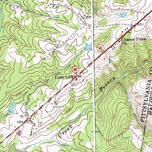 Topographic Map of Cody Church, VA