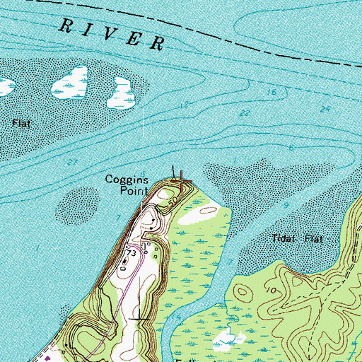 Topographic Map of Coggins Point, VA