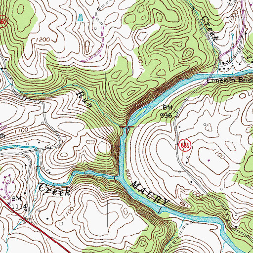 Topographic Map of Cold Run, VA