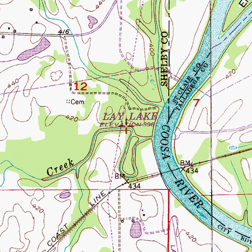 Topographic Map of McGraws Mill (historical), AL