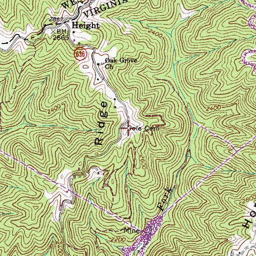 Topographic Map of Cole Cemetery, VA