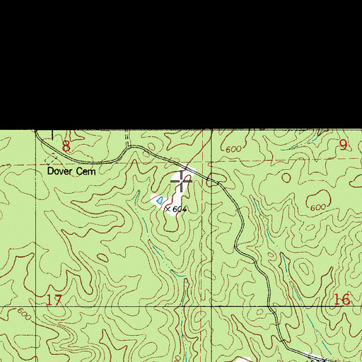 Topographic Map of Miller Cemetery, AL