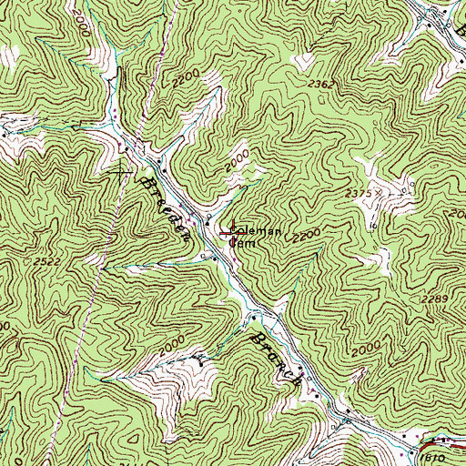 Topographic Map of Coleman Cemetery, VA