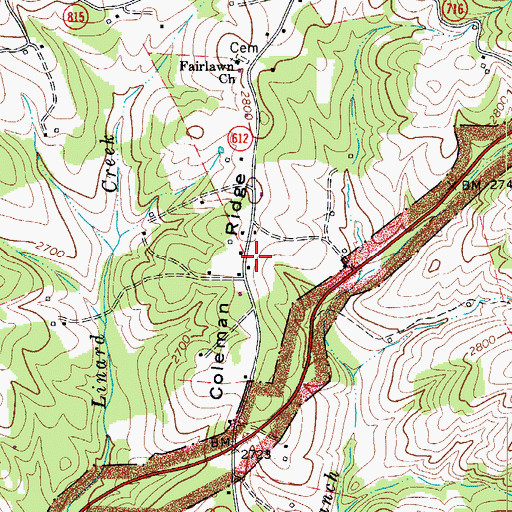 Topographic Map of Coleman Ridge, VA