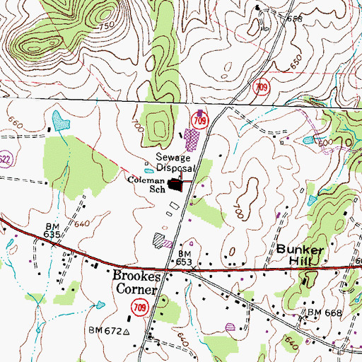 Topographic Map of W G Coleman Elementary School, VA