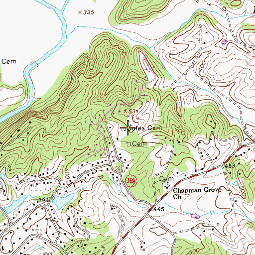 Topographic Map of Coles Cemetery, VA