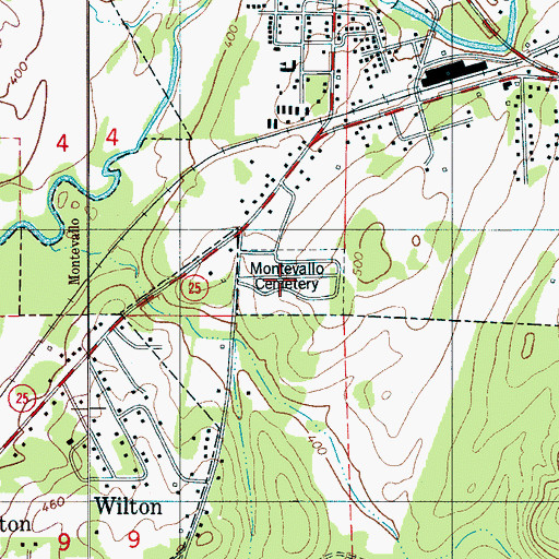 Topographic Map of Montevallo Cemetery, AL