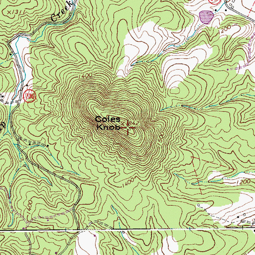 Topographic Map of Coles Knob, VA
