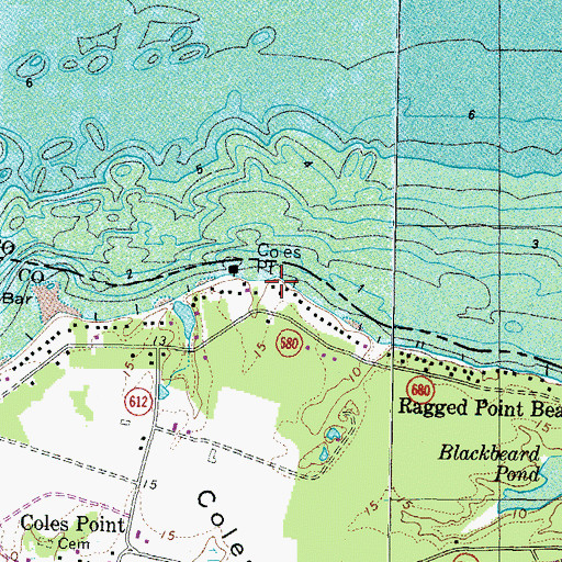 Topographic Map of Coles Point, VA