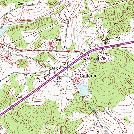 Topographic Map of Colleen, VA