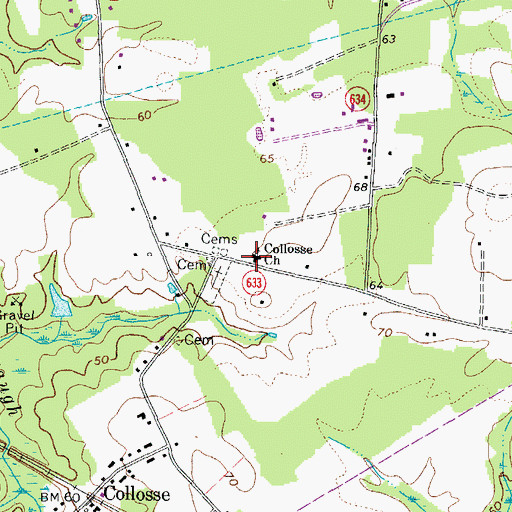 Topographic Map of Collosse Church, VA