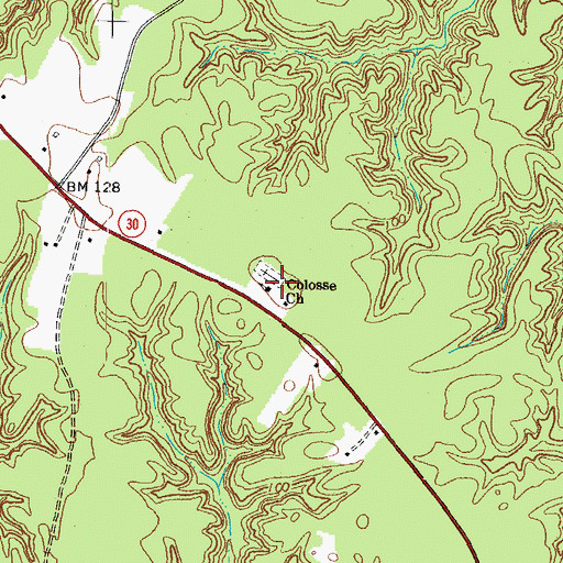 Topographic Map of Colosse Church, VA