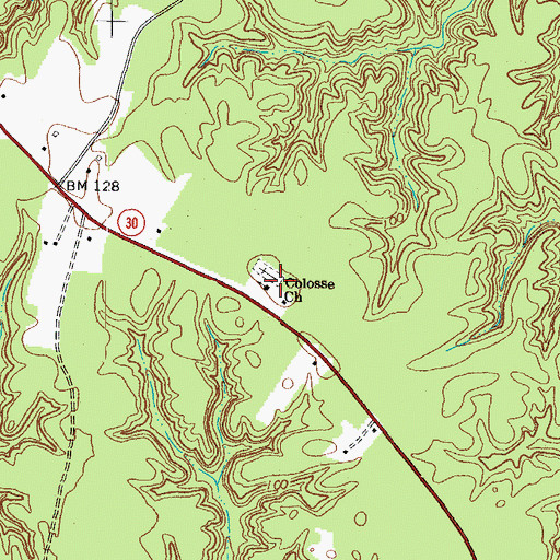 Topographic Map of Colosse Church, VA