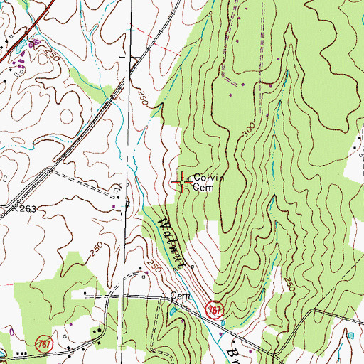 Topographic Map of Colvin Cemetery, VA