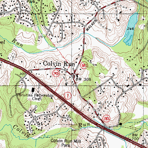 Topographic Map of Colvin Run, VA