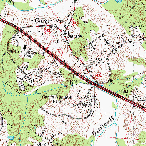 Topographic Map of Colvin Run Mill Park, VA
