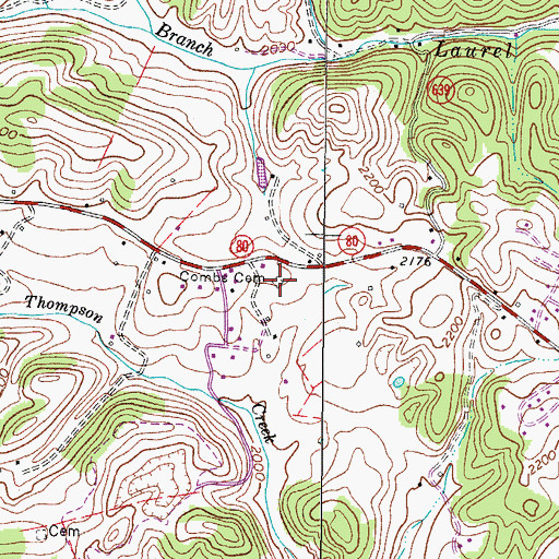 Topographic Map of Combs Cemetery, VA