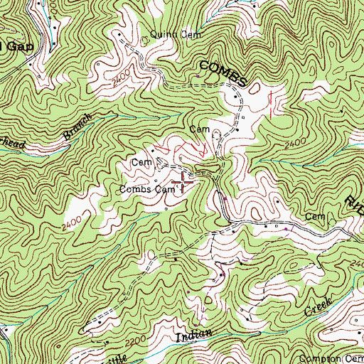 Topographic Map of Combs Cemetery, VA
