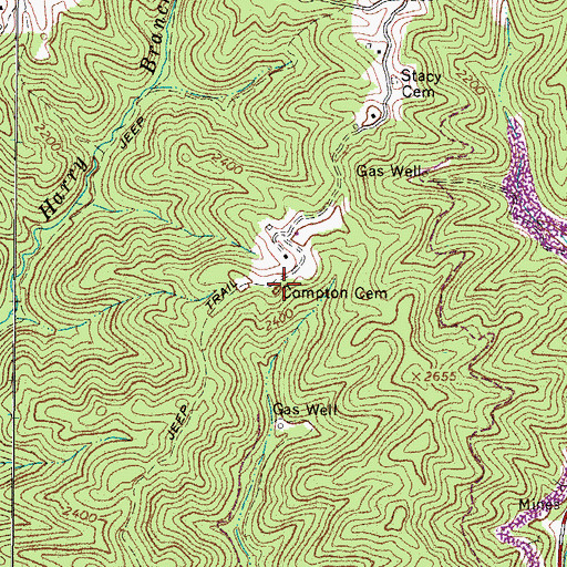 Topographic Map of Compton Cemetery, VA
