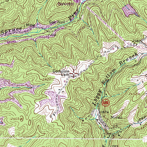 Topographic Map of Compton Cemetery, VA