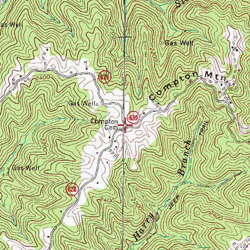 Topographic Map of Compton Cemetery, VA