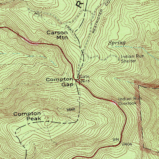 Topographic Map of Compton Gap, VA