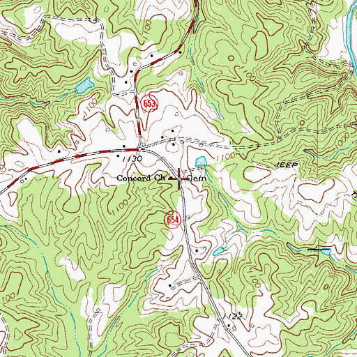 Topographic Map of Concord Church, VA