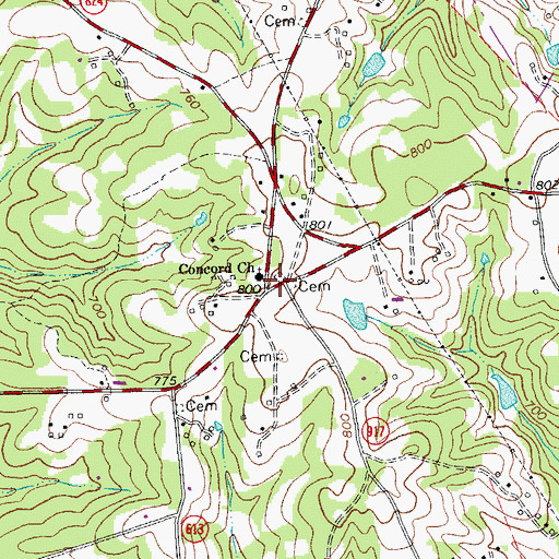Topographic Map of Concord Church, VA