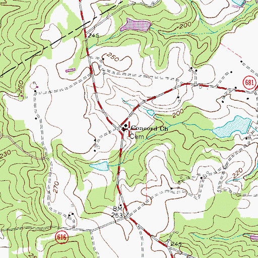 Topographic Map of Concord Church, VA