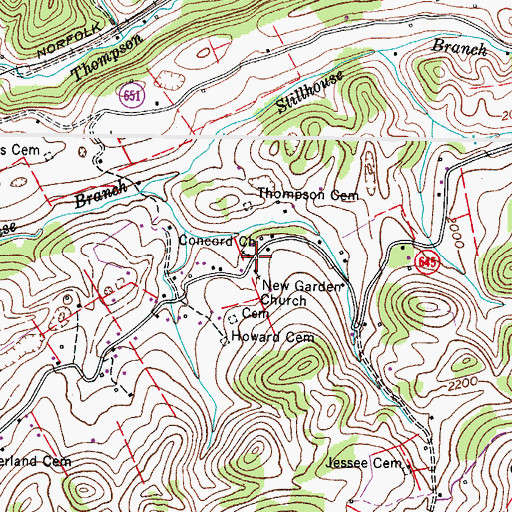 Topographic Map of Concord Church, VA