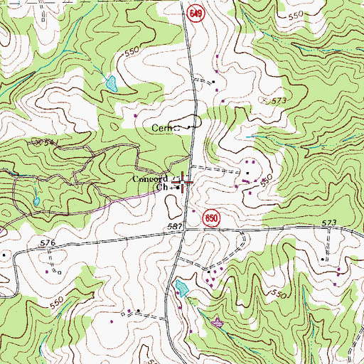 Topographic Map of Concord Church, VA