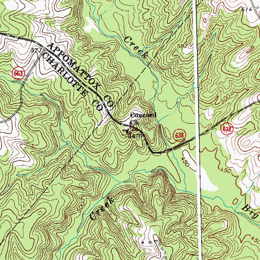 Topographic Map of Concord Church, VA