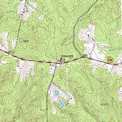Topographic Map of Concord Church, VA