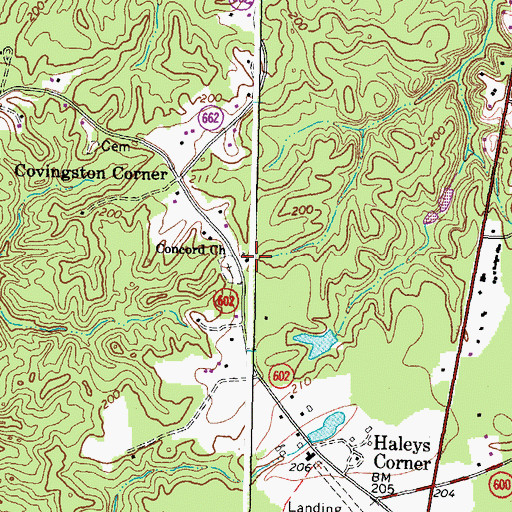 Topographic Map of Concord Church, VA
