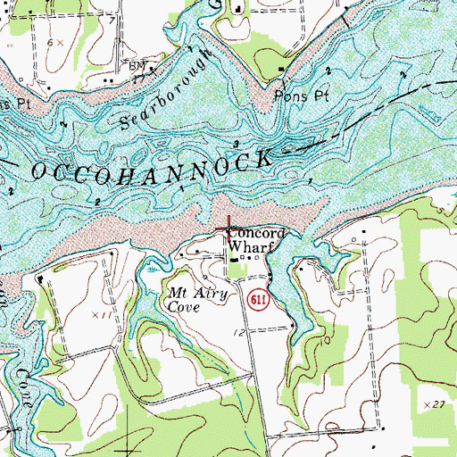 Topographic Map of Concord Wharf, VA