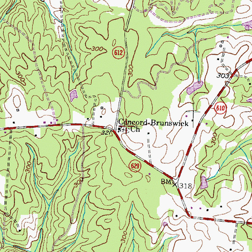 Topographic Map of Concord-Brunswick Church, VA