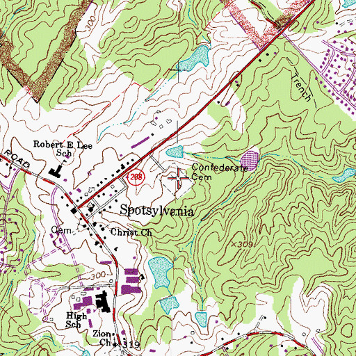 Topographic Map of Confederate Cemetery, VA