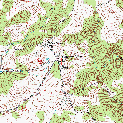 Topographic Map of Conners View Church, VA